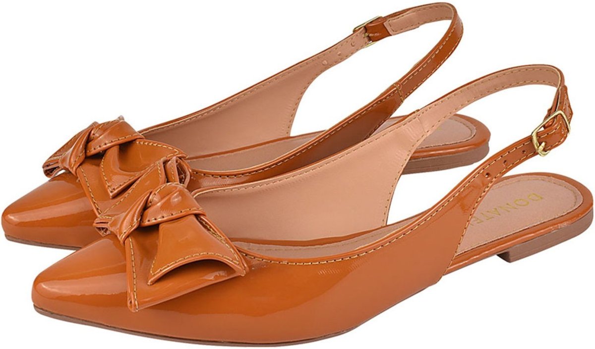 Sapatilha Feminina Bico Fino Mule Slingback CM Calçados Laço Verniz