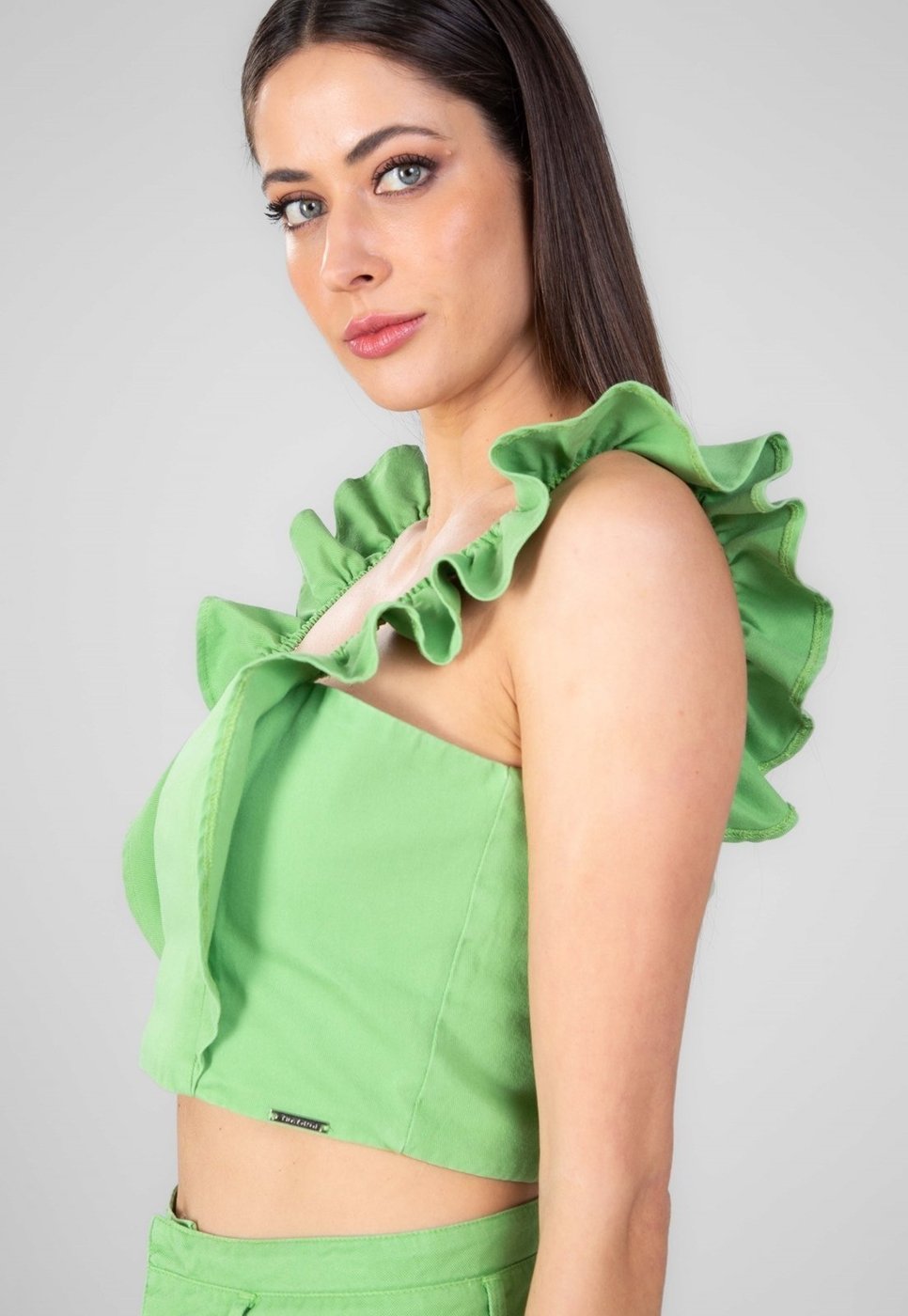Imagem principal Blusa Cropped Traymon Com Babados Limão verde Traymon verde
