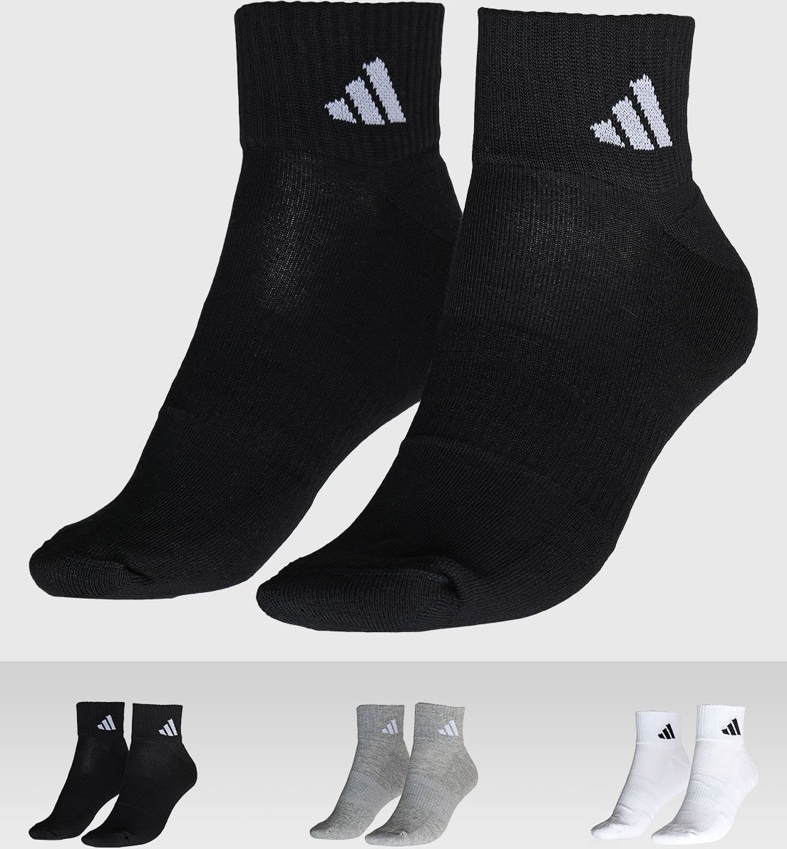 Kit com 3 Pares de Meia Feminina adidas Performance Cano Curto Preta