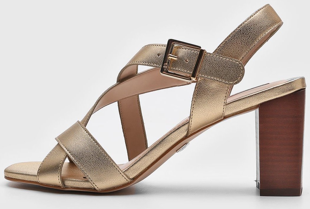 Sandália Jorge Bischoff de Couro Média Dourada