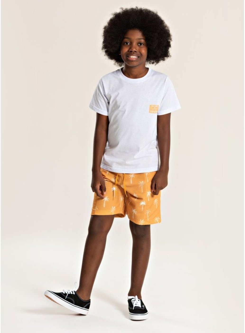 Imagem principal Infantil - Conjunto Molekada Verão Menino Camiseta e Bermuda com Recorte Coqueiros branco Molekada branco