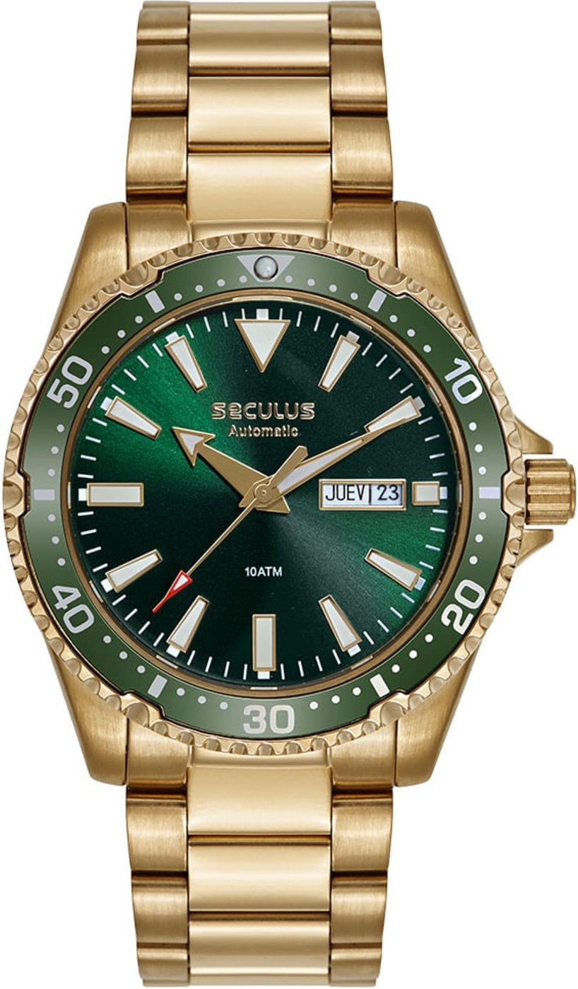 Imagem principal Relógio Masculino Automático Dourado Mostrador Verde Seculus dourado verde Seculus dourado verde