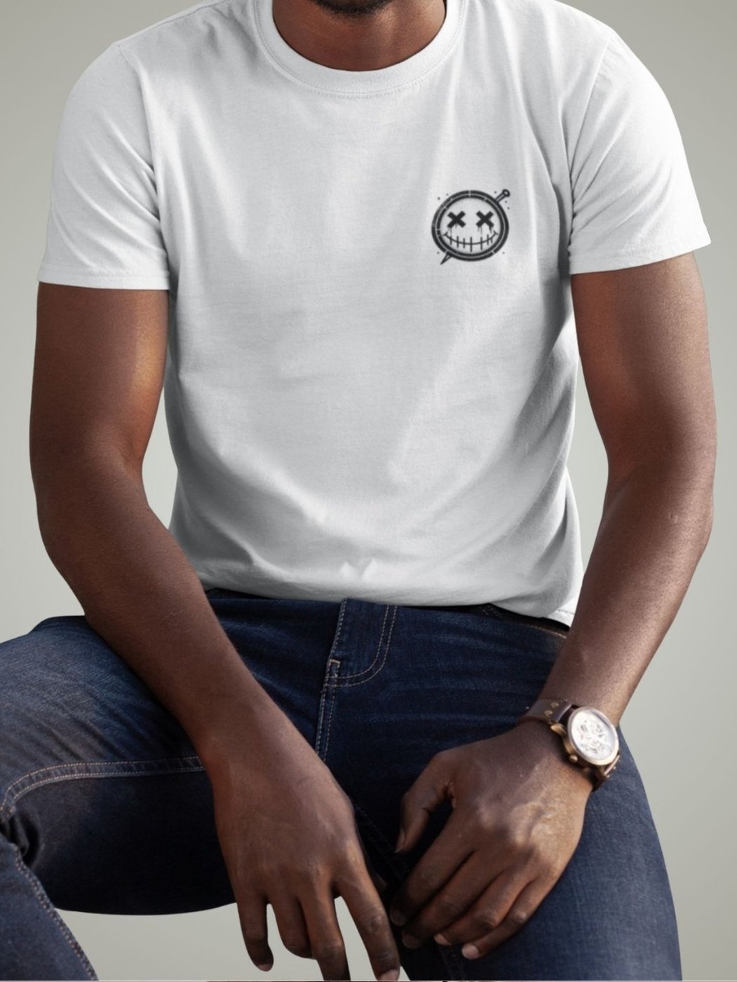 Imagem principal Camiseta Masculina Plus Size Premium Confortável T-shirt Estampada Smile Peito Gugi preto Gugi preto