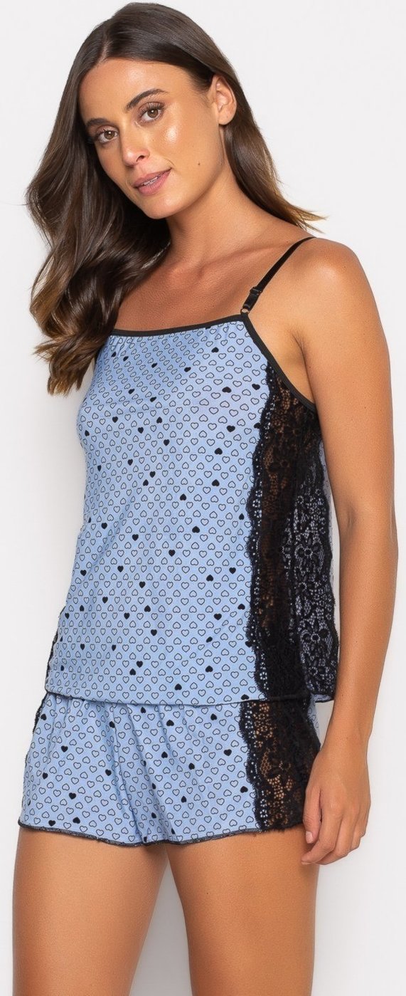 Imagem principal Pijama Bravaa Store Curto Adulto Feminino Baby Doll Short Doll Roupa de Dormir 071 azul BRAVAA STORE azul