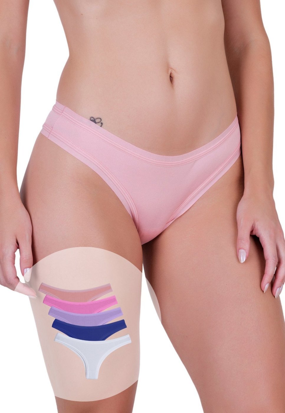 Imagem principal Kit 5 Calcinhas Femininas Fio Dental Microfibra Estrela Elástico Discreto Concept Lingerie multicolorido Concept Lingerie multicolorido