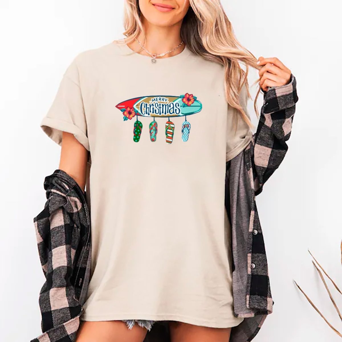 Imagem principal Camiseta Ousy Oversized Natal Merry Christmas Verão Unissex Off White off-white white ousy off-white white