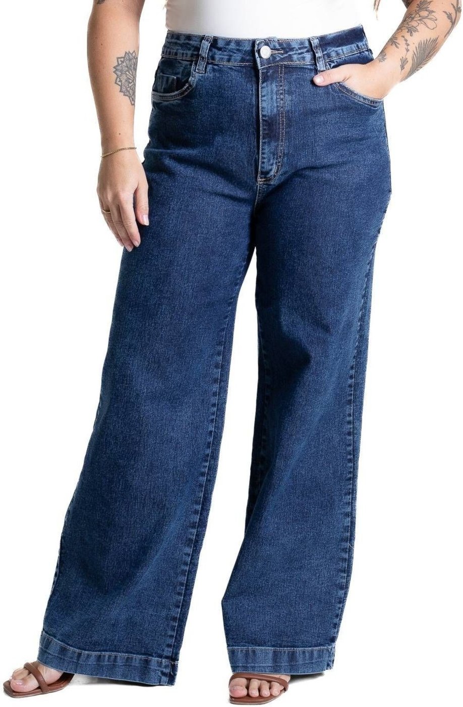 Calça Jeans Sawary Plus Size Wide Leg - 282102