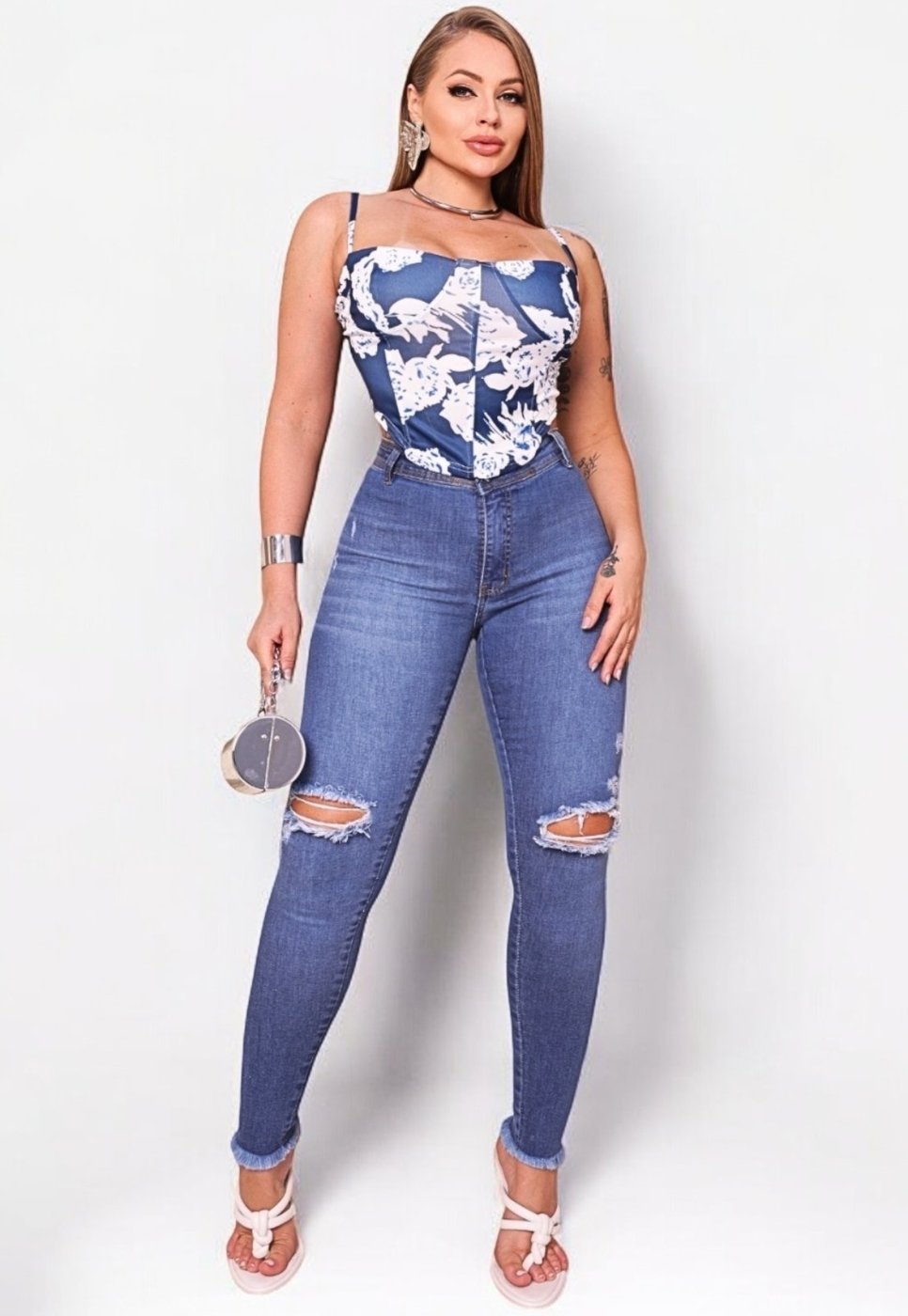 Imagem principal Calça Feminina Jeans Legging Sem Costura Lateral Patria Brasil azul Patria Brasil azul