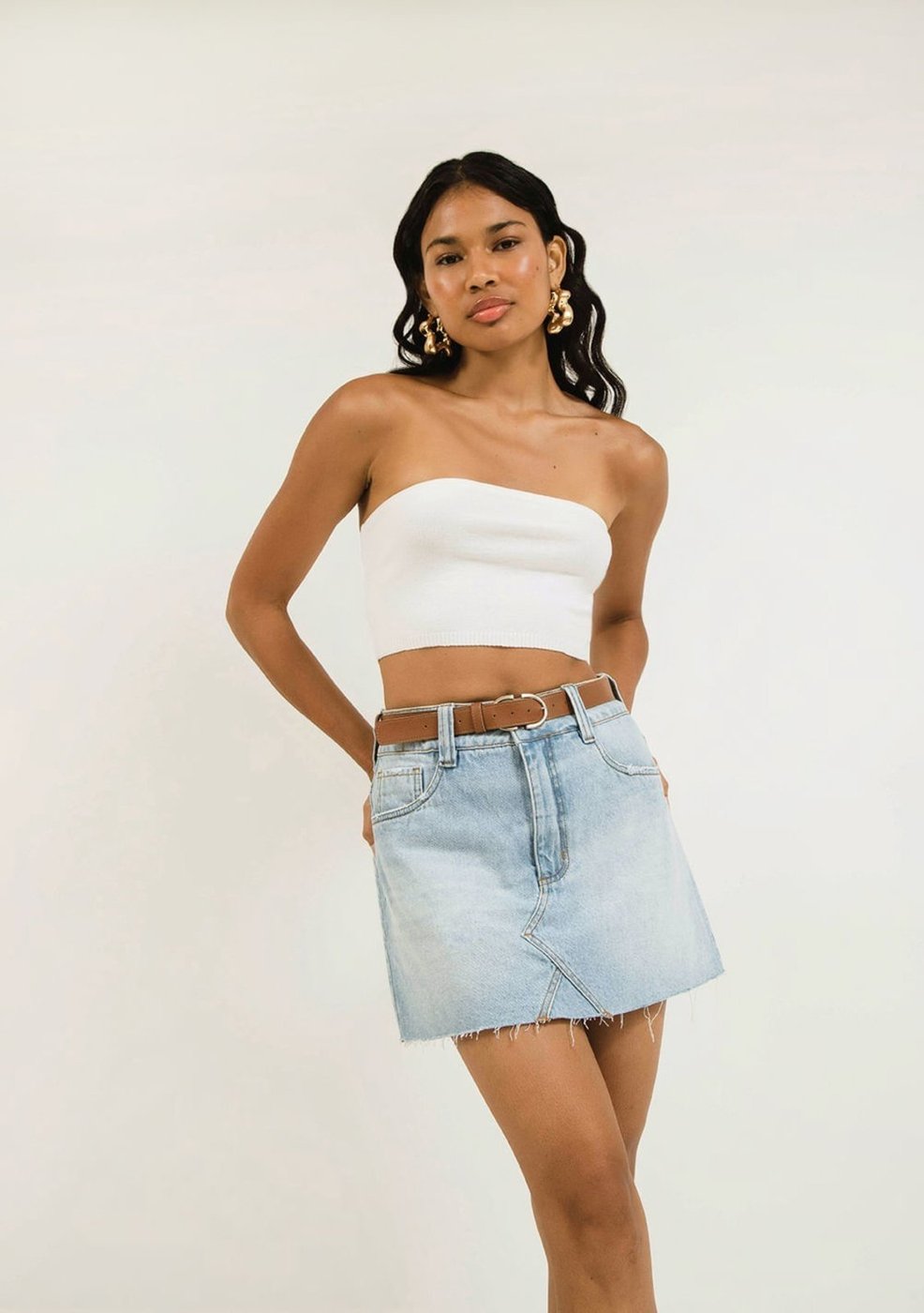 Saia Zinco Curta Justa Barra Desfiada