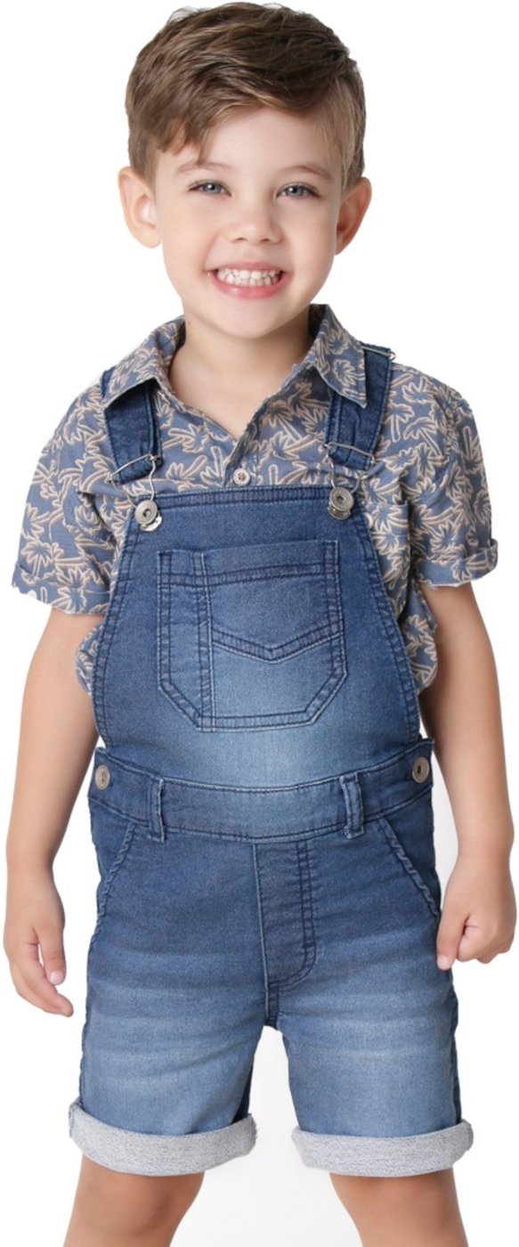 Imagem principal Infantil - Jardineira Look Jeans Moletom Jeans azul Look Jeans azul