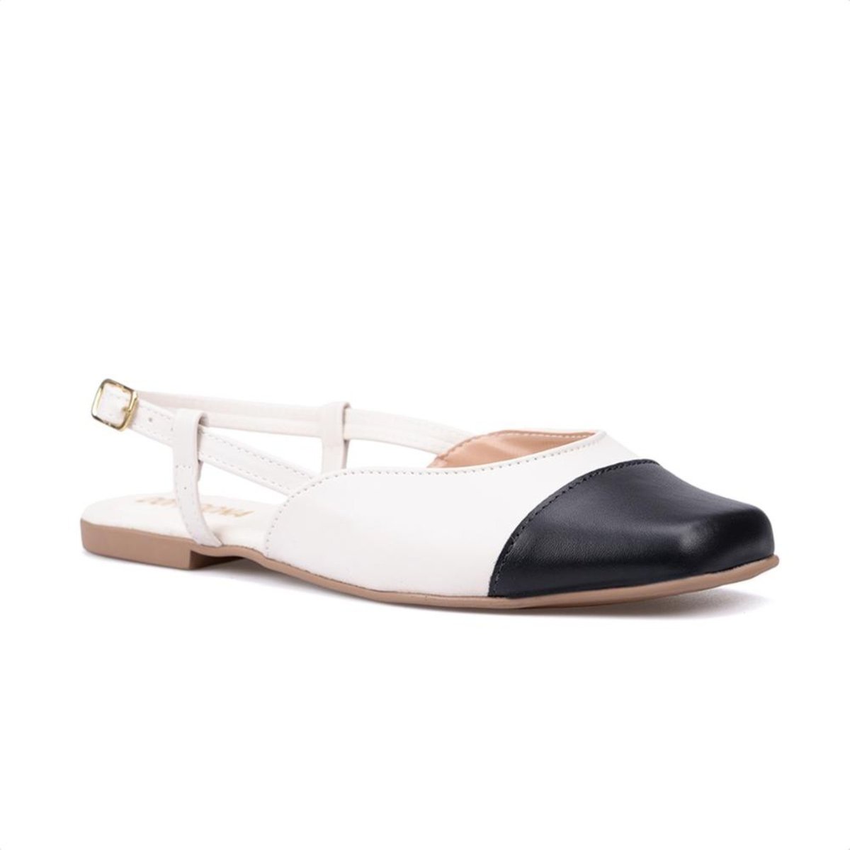 Imagem principal Sapatilha Feminina Domidona Cap Toe Slingback Bico Quadrado Off White off-white white off-white white