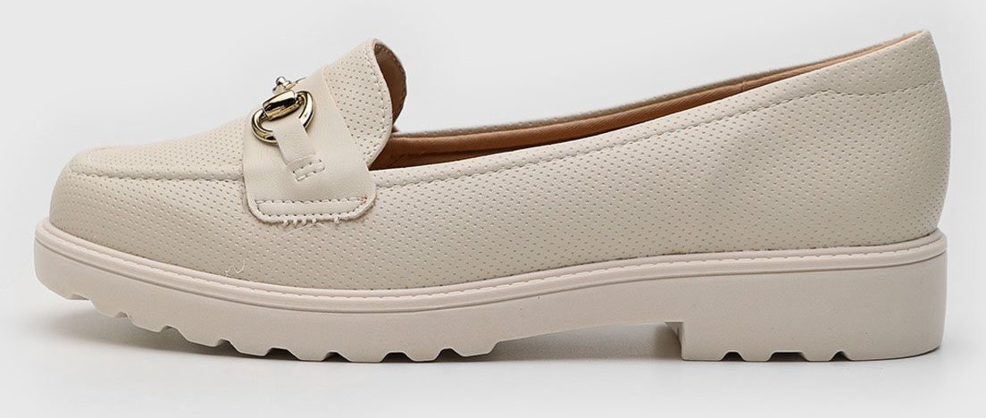 Mocassim Tratorado Modare Fivela Metalizada Off-White
