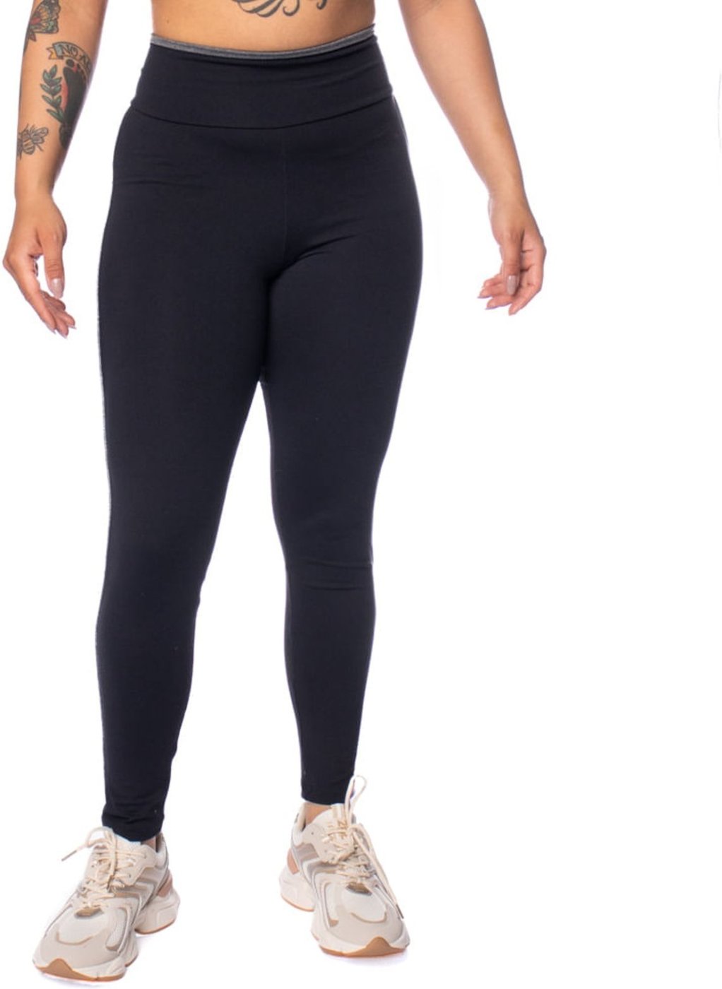 Legging Feminina Estilo do Corpo Cintura Alta Cinza