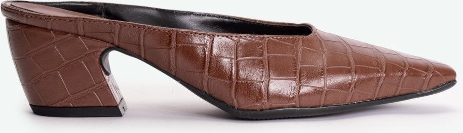 Imagem principal Sapato Mule Aberto Ponta Quadrada Salto Grosso 5cm Croco Confortável Elegante Suzana Santos marrom Suzana Santos marrom