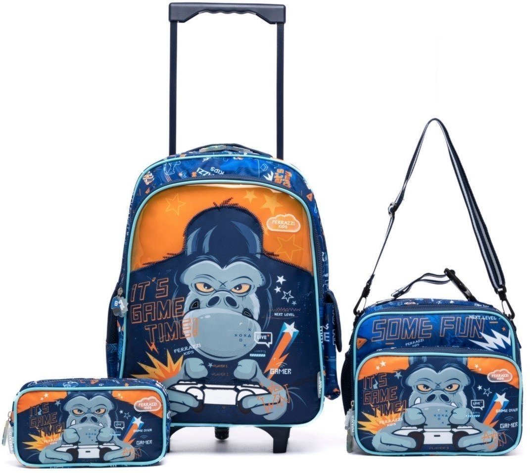 Imagem principal Infantil - Kit Escolar Mochila Estojo Lancheira Ferrazzi azul Ferrazzi azul
