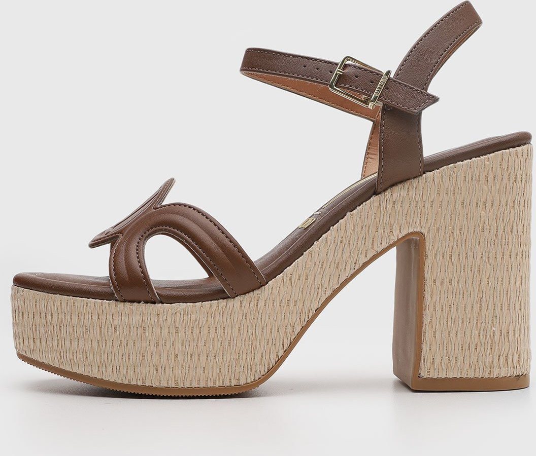 Sandália Feminina Vizzano Salto Bloco Textura Palha