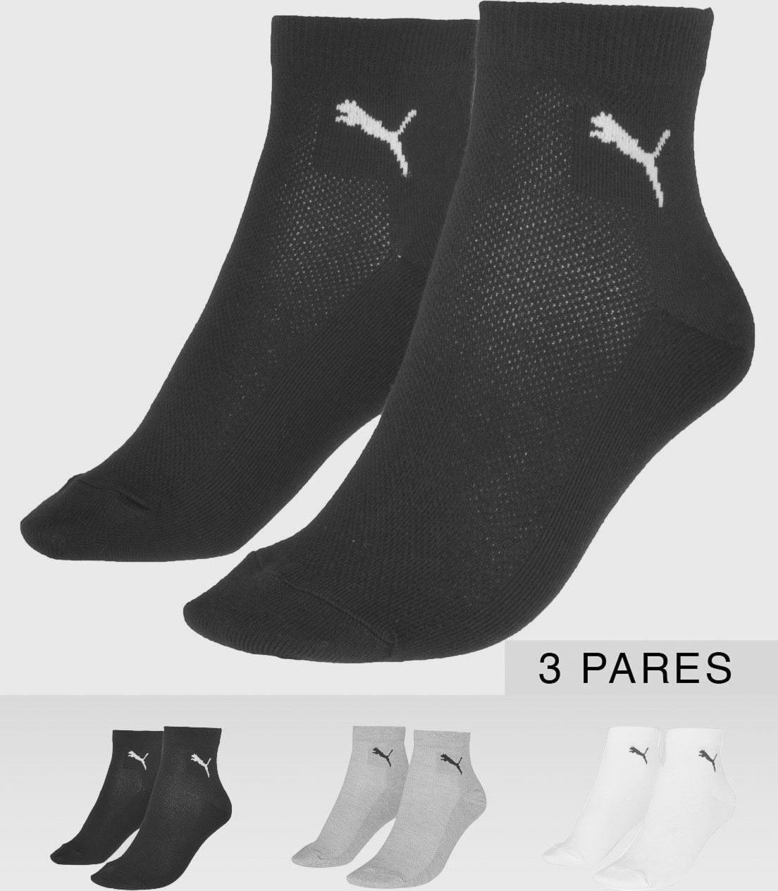 Kit Meia Puma Logo Cano Curto Masculina e Cinza e Preto