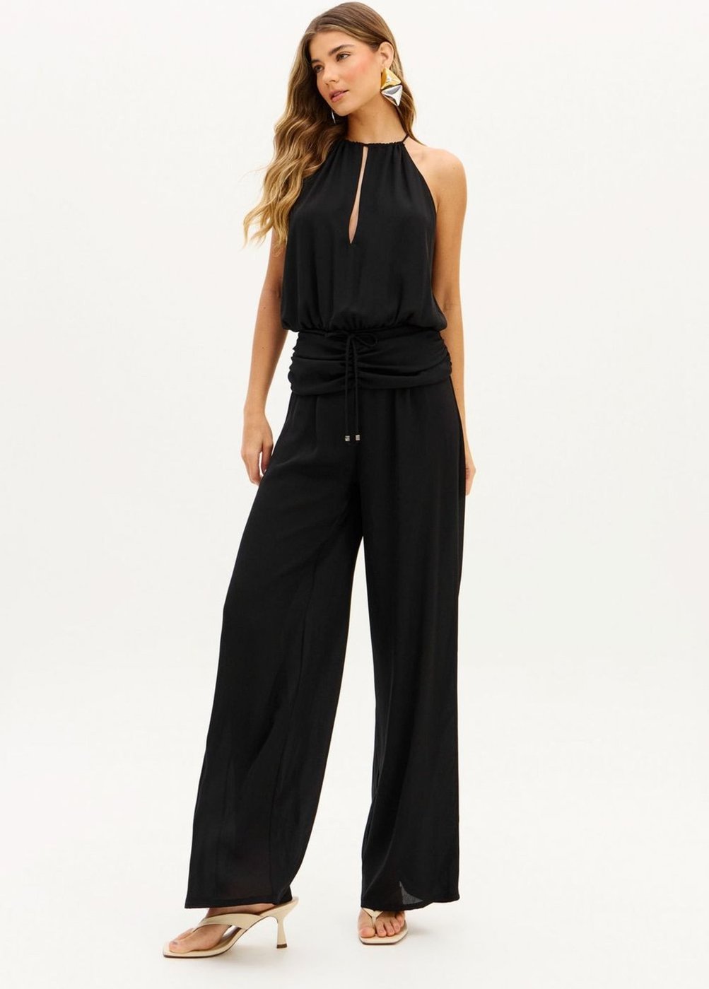 Macacão Longo Cós Franzido