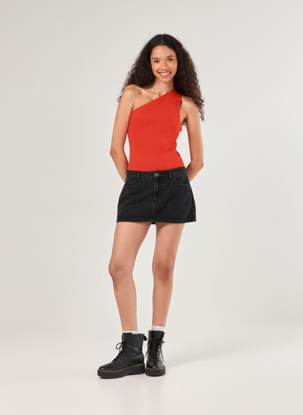 Saia Jeans Preta Com Short Embutido