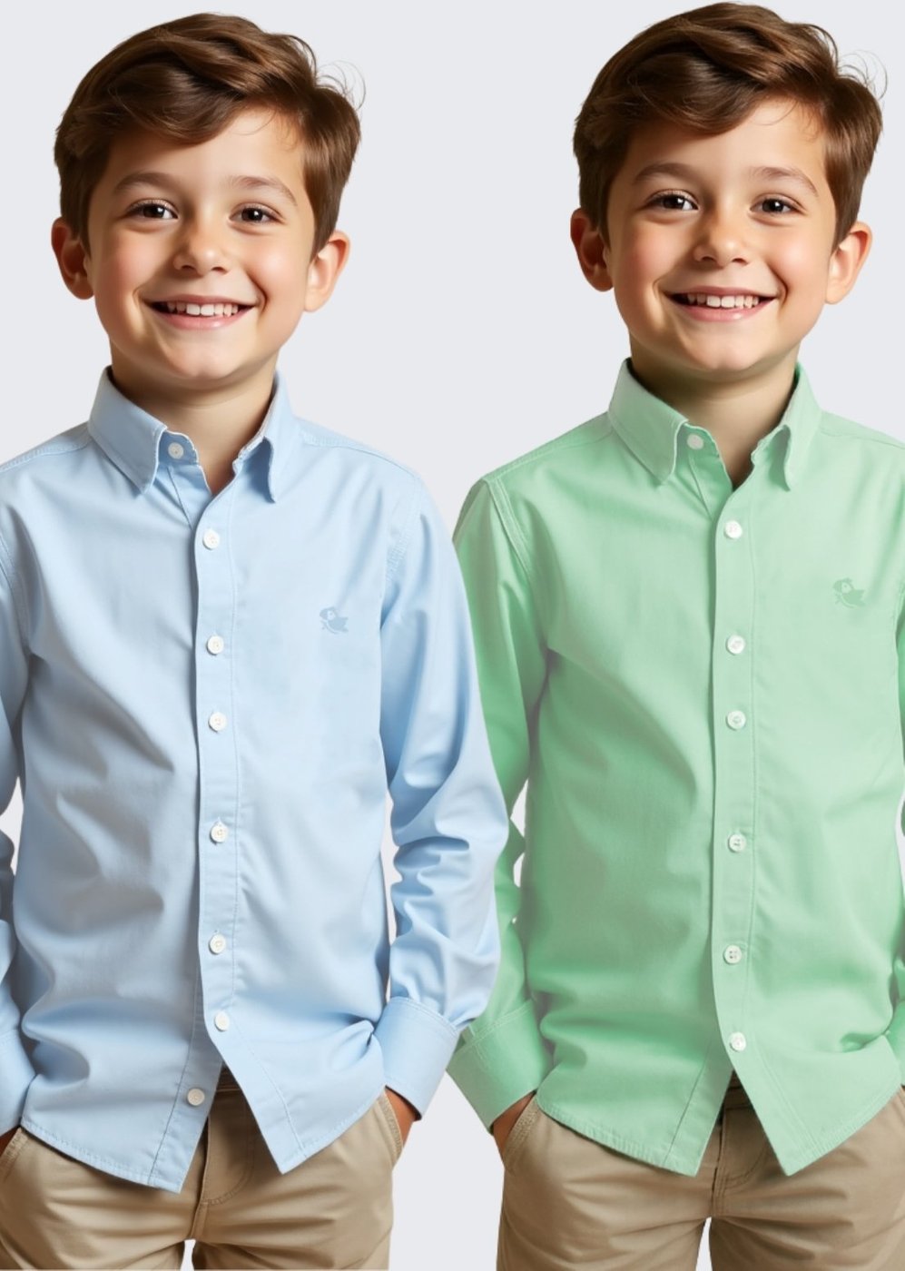 Infantil - Kit 2 Camisa Social Masculina Daze Modas e Verde Água