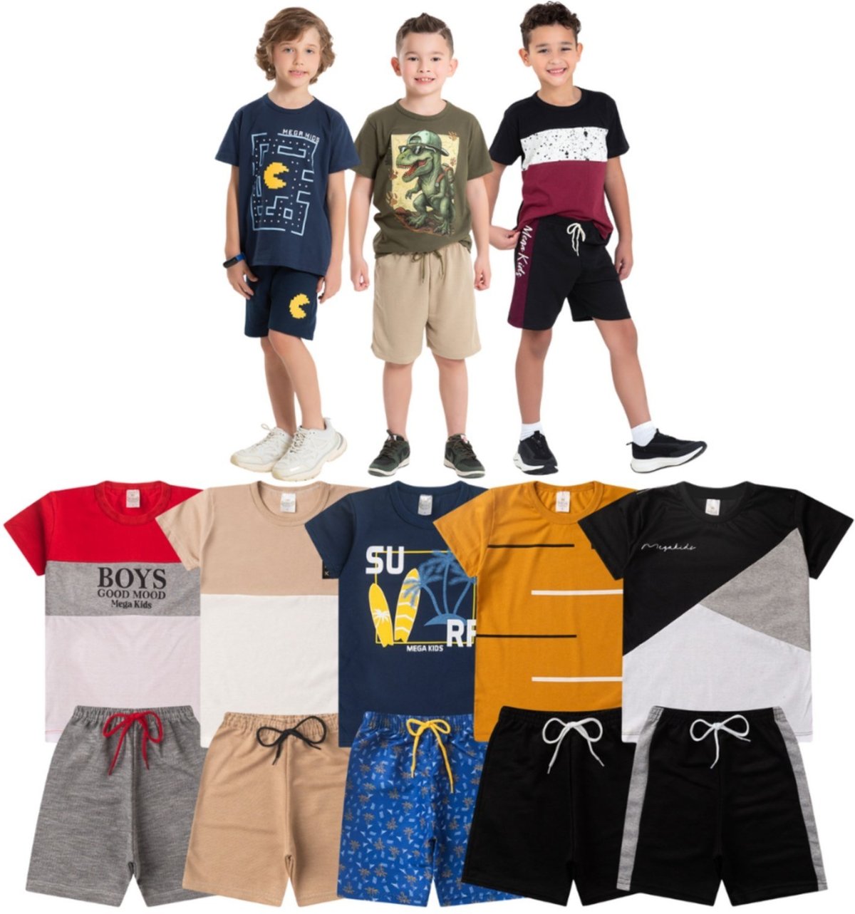 Imagem principal Infantil - Kit Conjunto Verão Menino Com 4 Conjuntos Sortidos Mega Kids unico Mega Kids unico