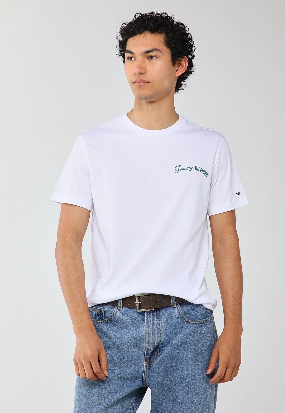 Imagem principal Camiseta Masculina Tommy Hilfiger Logo Verde Branca branco verde Tommy Hilfiger branco verde