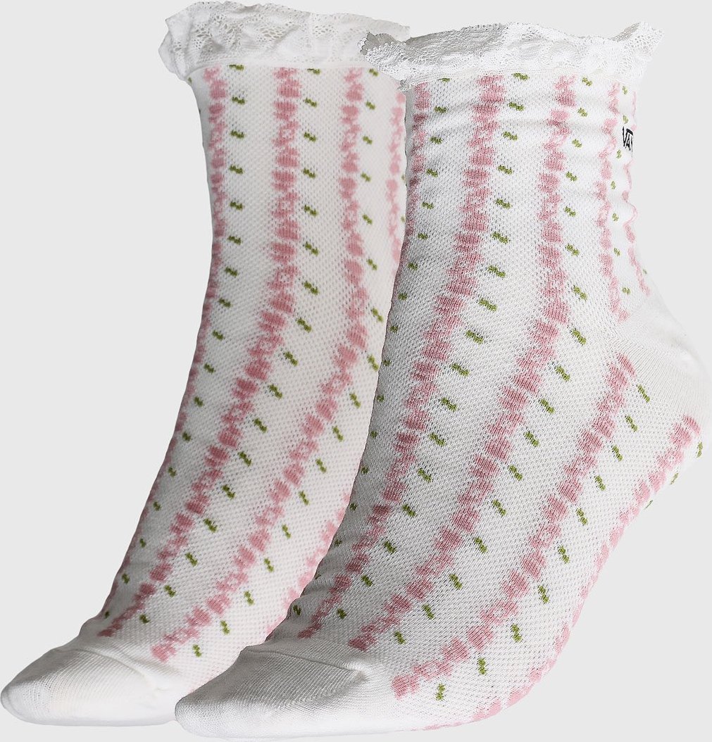 Meia Feminina Vans Sereno Lace Crew Branca e Rosa
