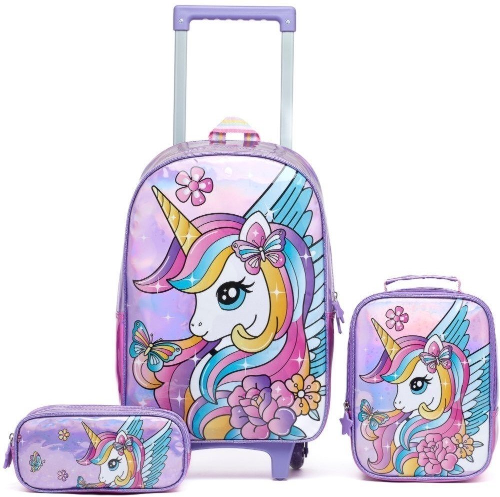 Imagem principal Infantil - Kit Mochila Polo One Rodinhas Escolar Unicórnio Lancheira Térmica Estojo lilás/rosa Polo One lilás/rosa