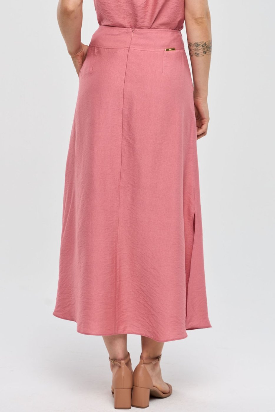 Saia Super Midi PKS Viscose Rosê