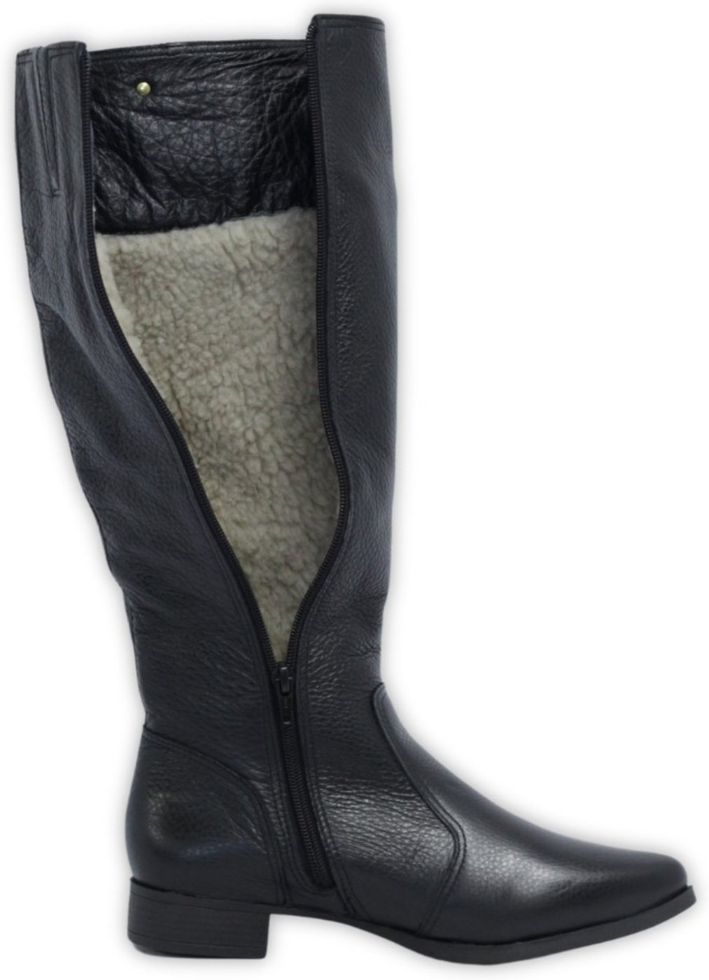 Imagem principal Bota Feminina Lã Sintética Bico Fino Cano Longo Couro Salto 2,5 Cm Spinelli preto Spinelli preto