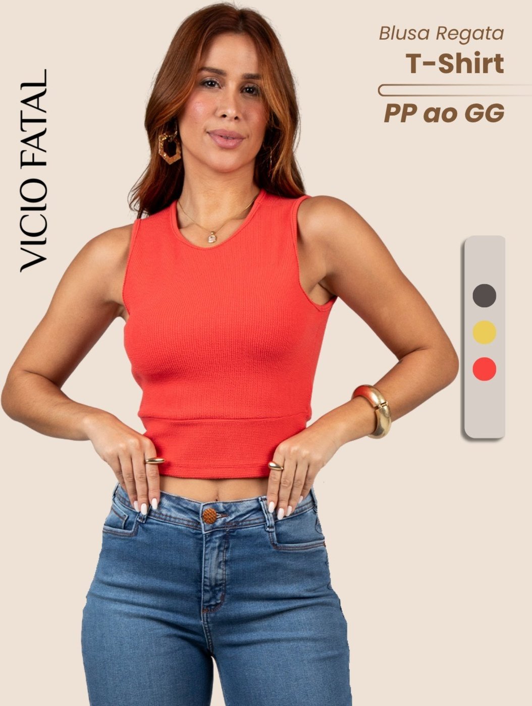 Blusa T-Shirt Feminina Regata Gola Redonda