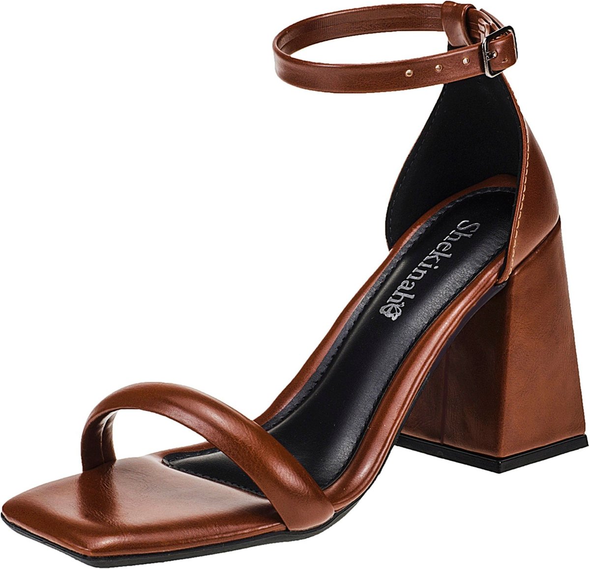 Salto Feminino Sandália Saltinho Bloco Quadrado Geométrico Shekinah Casual Moderna Macia Moda