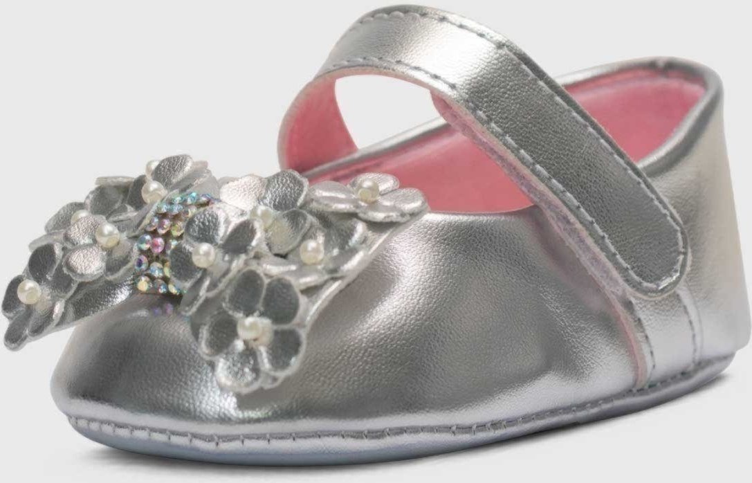 Imagem principal Infantil - Sapatinho Pópidi Menina Sapatilha Laço Flores prata Pópidí prata