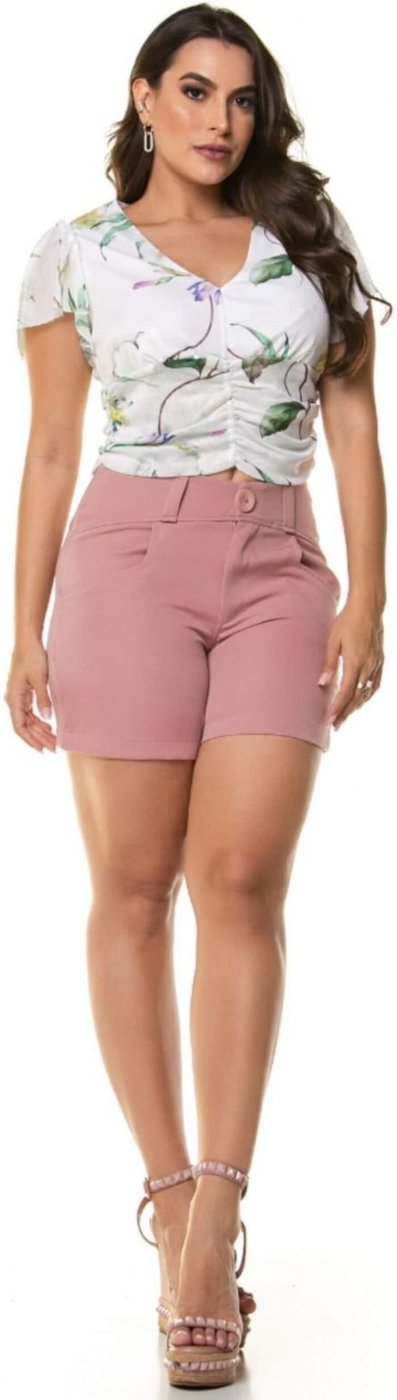 SHORT ALFAIATARIA COM BOTÁO Rose
