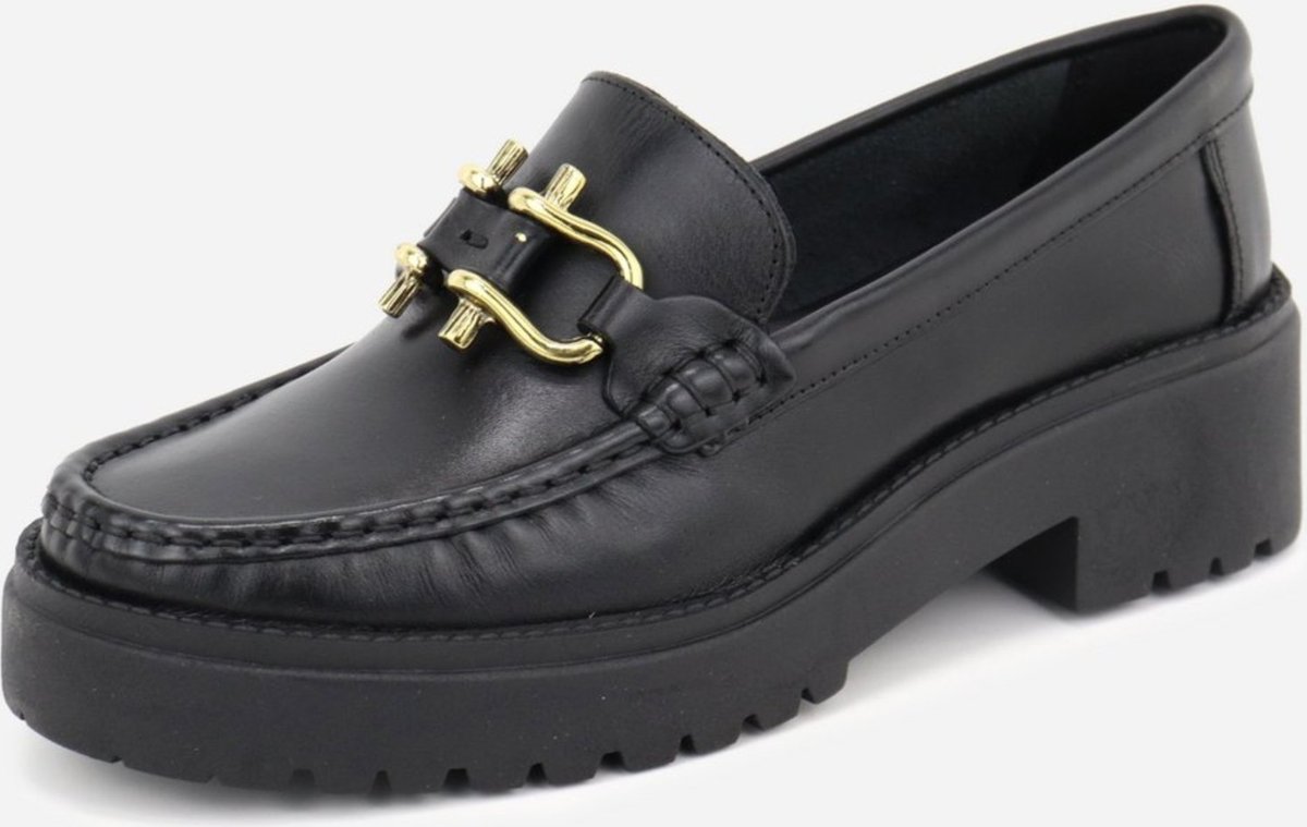 Mocassim em Couro Tratorado Leve Conforto Fivelas Douradas Maria Paula