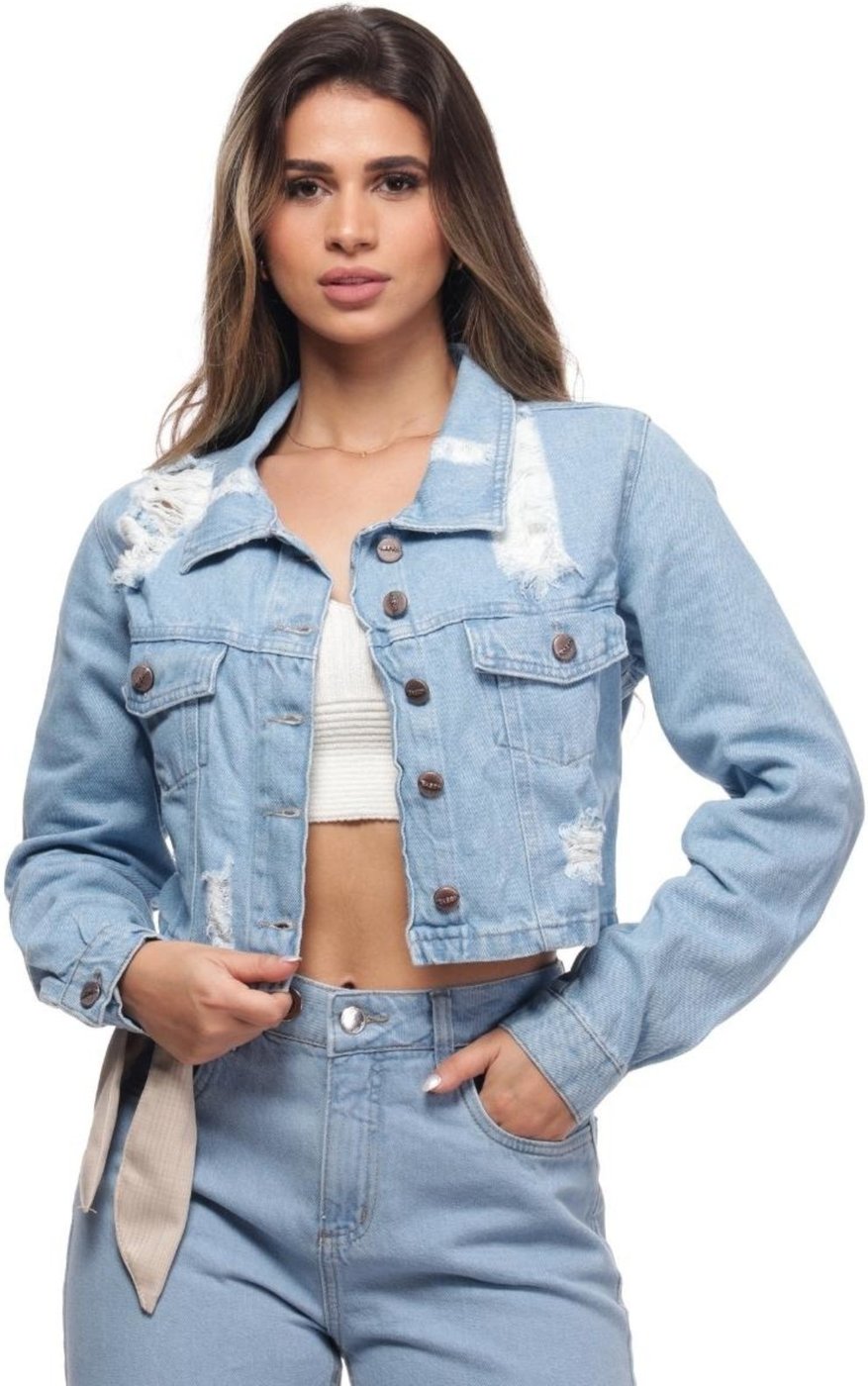Imagem principal Jaqueta Feminina Jeans Cropped Razon Jeans multicolorido Razon Jeans multicolorido