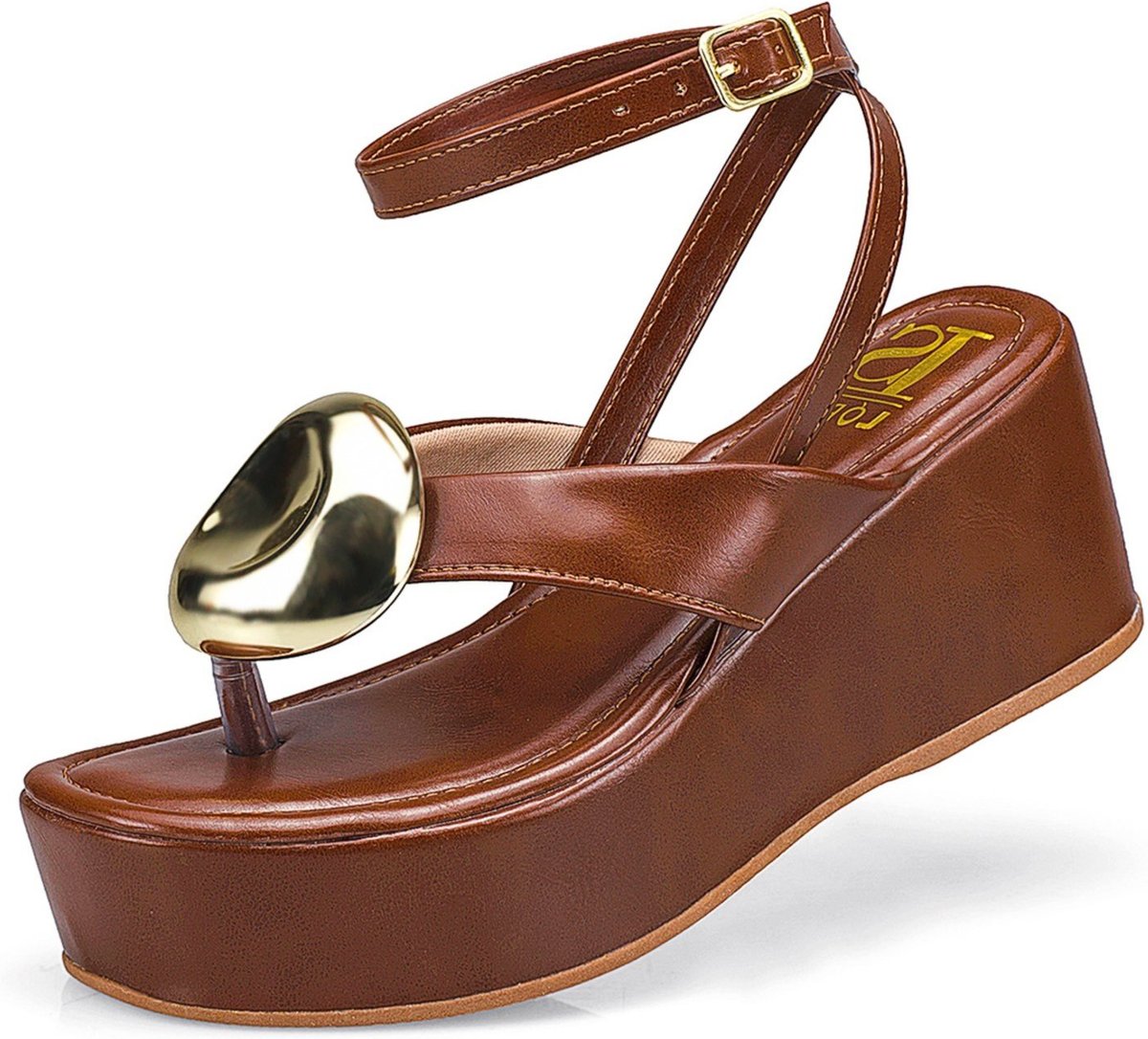 Sandália Feminina Tira Anabela Flatform Fivela Ilhós Estilosa 430