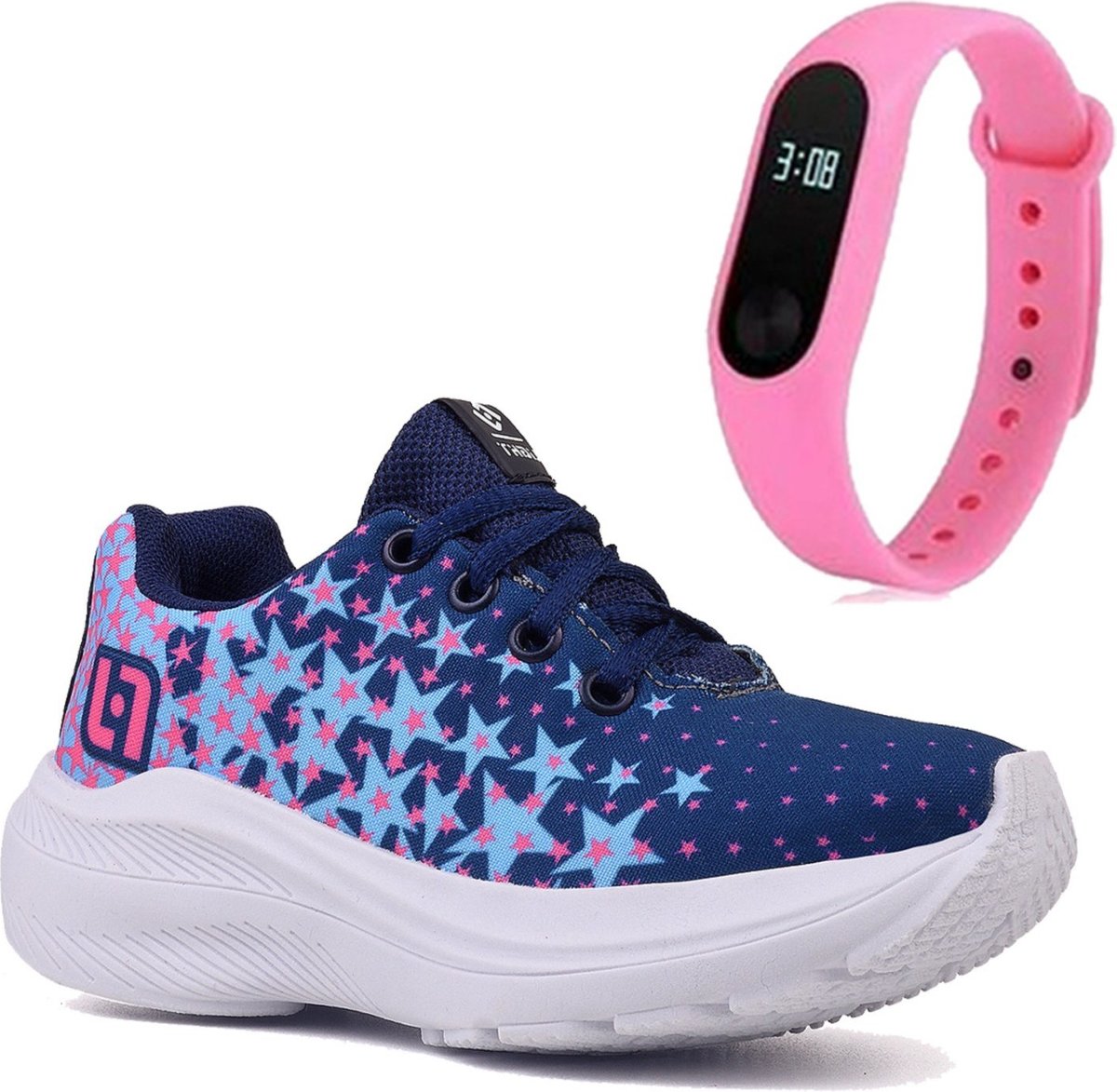 Infantil - Tenis Meninas Casual Marinho e Feminino + Relógio