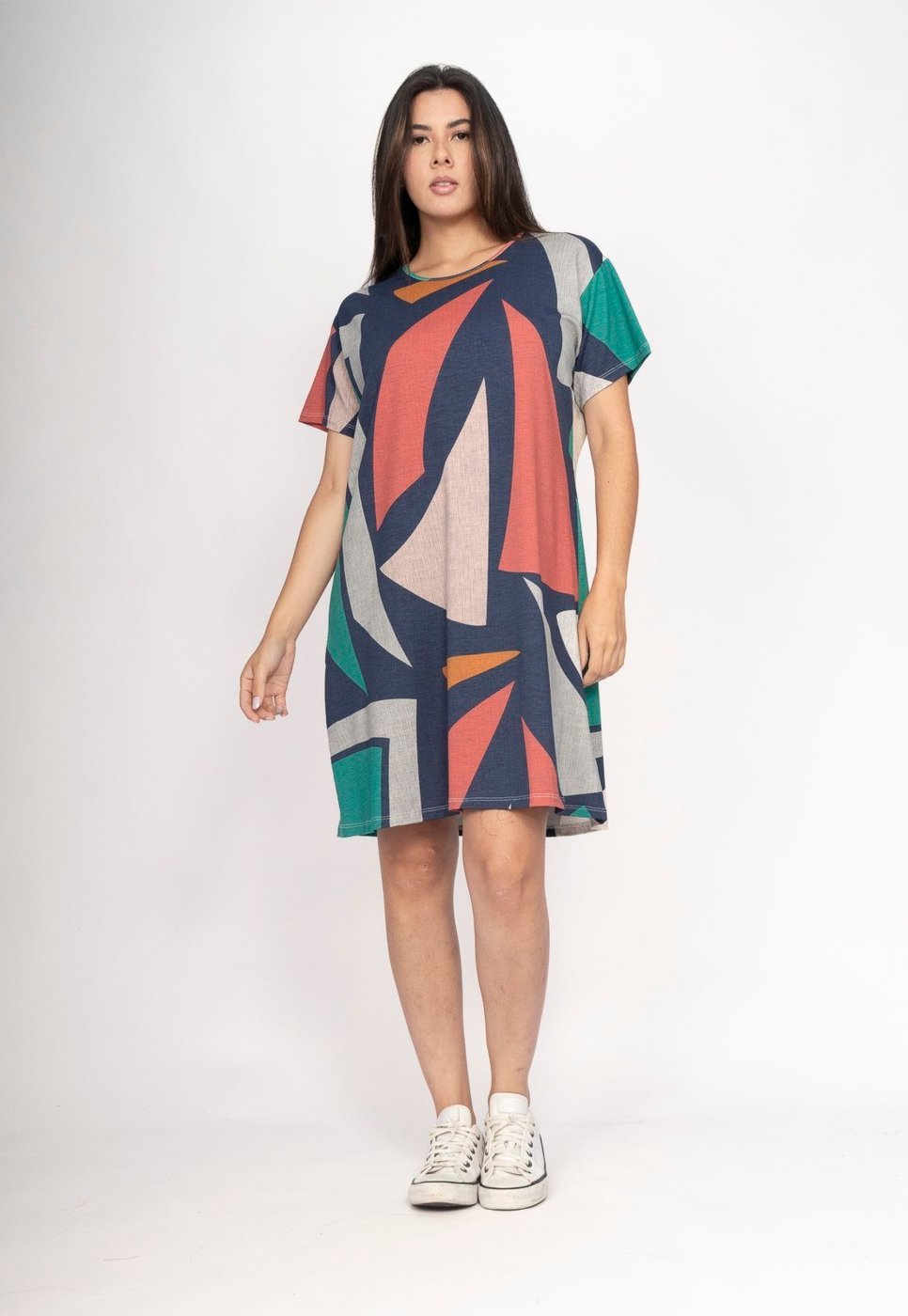 Vestido Amazonia Vital Amanayara Curto Malha Geometrias do Tempo