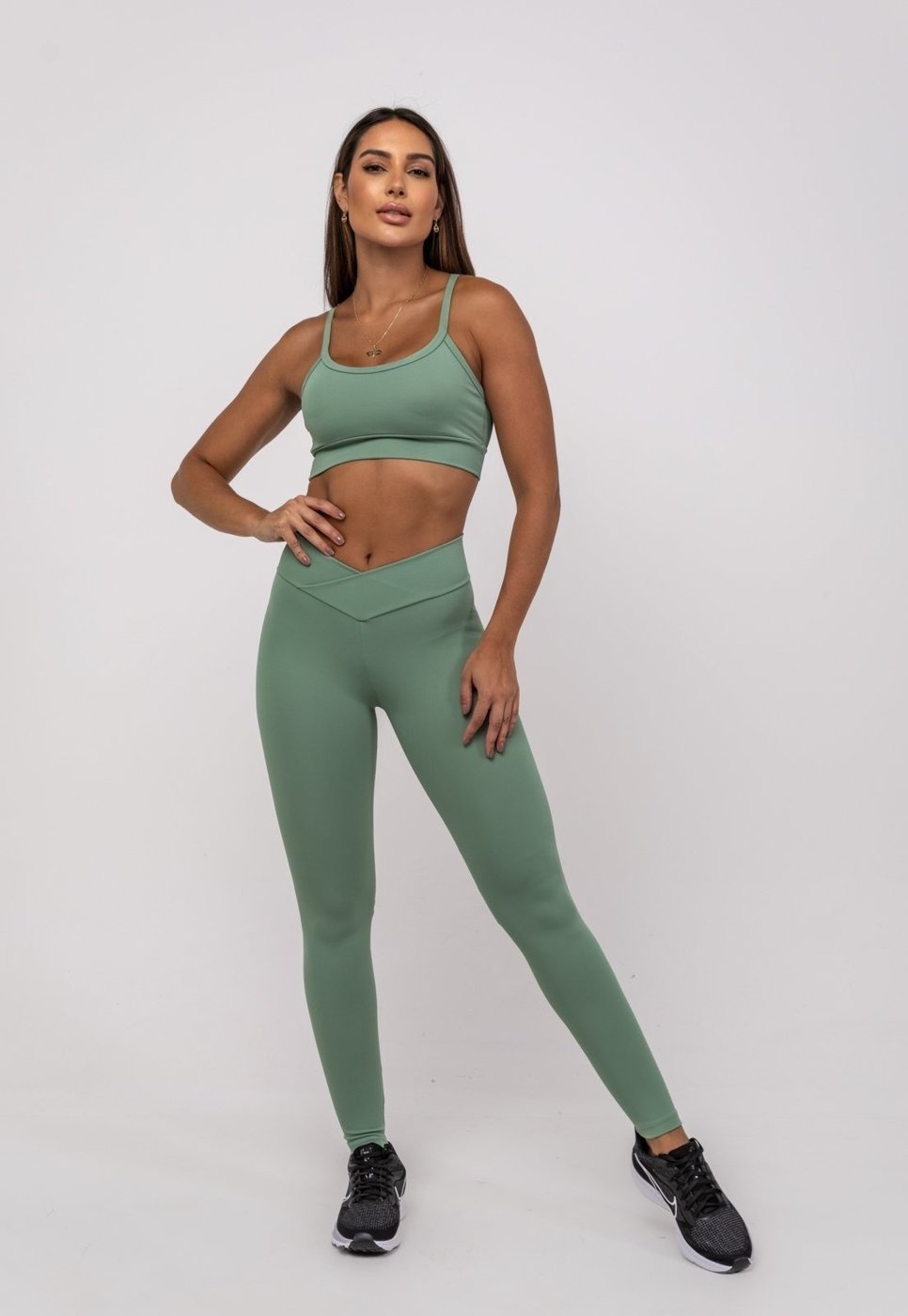 Imagem principal Calça Legging Suplex Poliamida Cós Assimétrico Salvatore Salvatore Fashion verde Salvatore Fashion verde