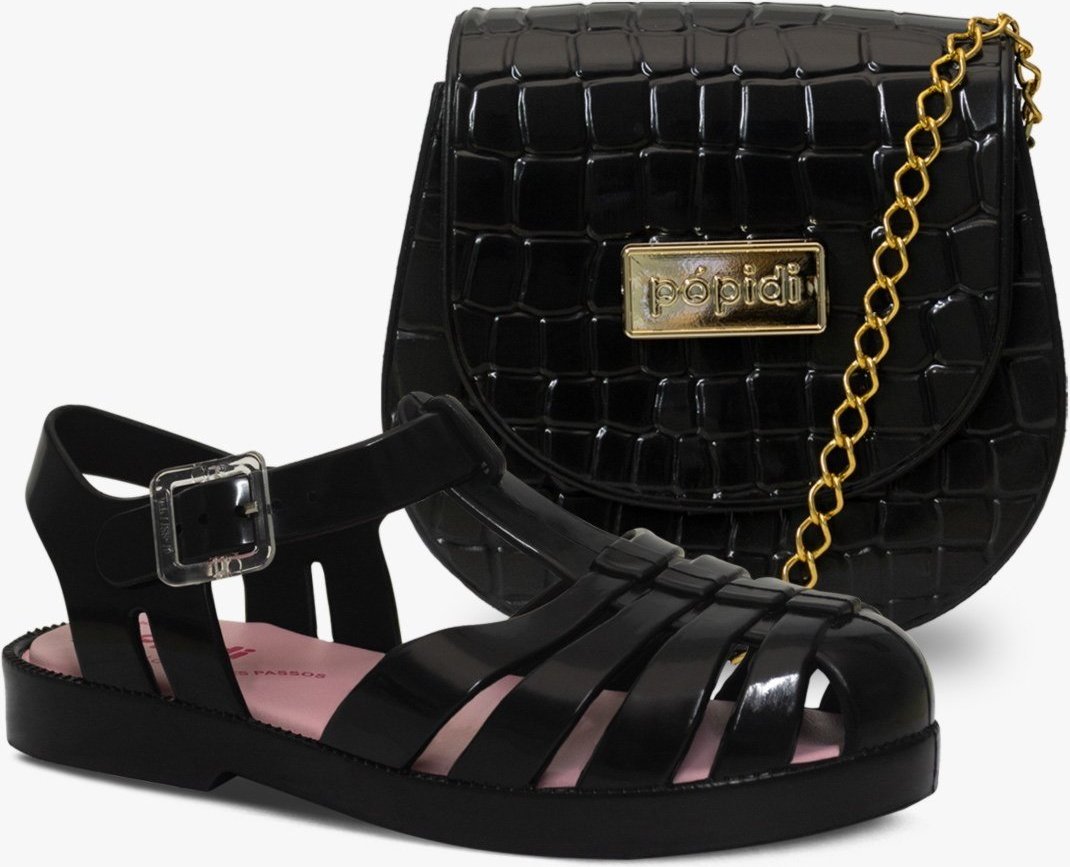 Imagem principal Infantil - Kit Bolsa e Sandália Feminina Pópidi Menina preto Pópidí preto