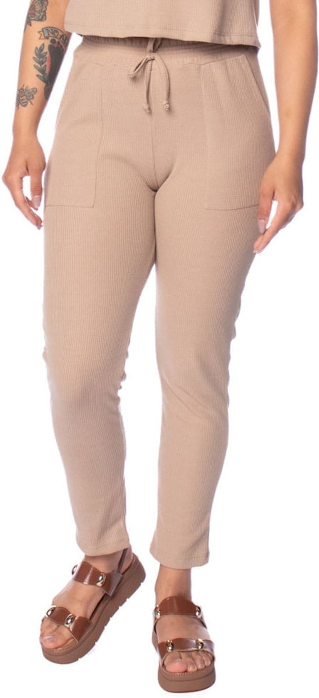 Calça Feminina Babicat Texturizada Slim Caqui