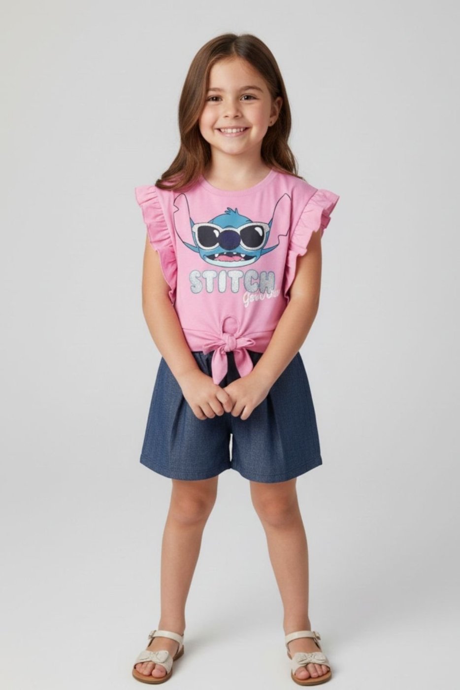 Imagem principal Infantil - Conjunto Bem Vestir Feminino Blusa Com Babado e Short Stitch Disney rosa Disney rosa