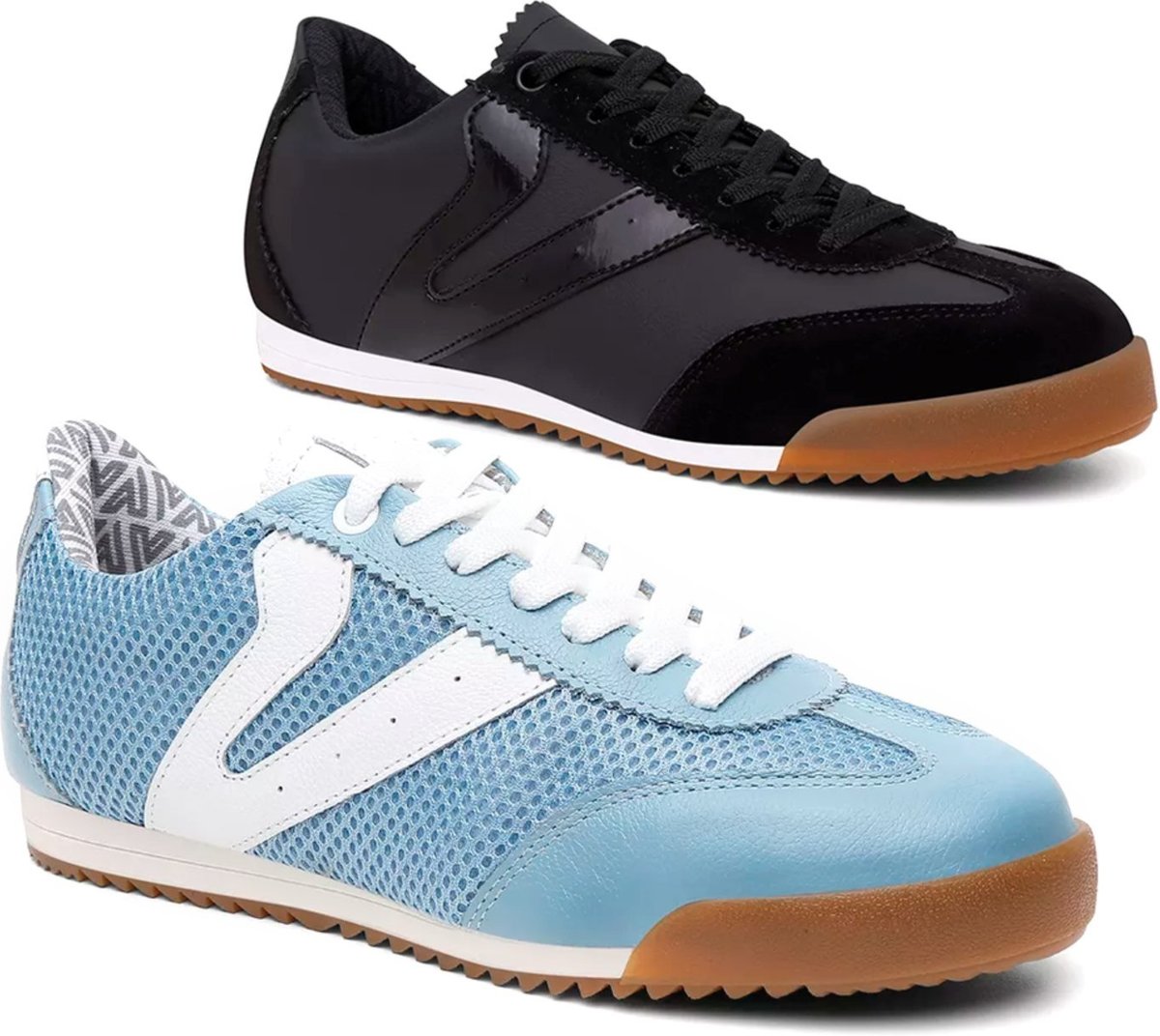 Imagem principal Kit 2 Tênis Feminino Vittal Couro Legítimo Naomi Casual Clássico Retrô Preto e USE VITTAL azul/preto azul USE VITTAL azul/preto azul