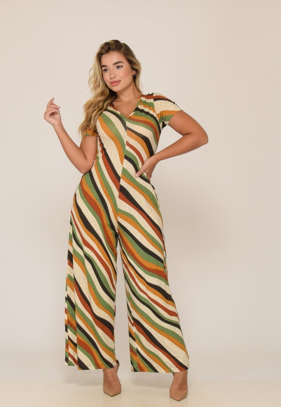 Imagem principal Macacão Pantalona M/C Bolsos B’Bonnie Esther B'Bonnie listrado B'Bonnie listrado