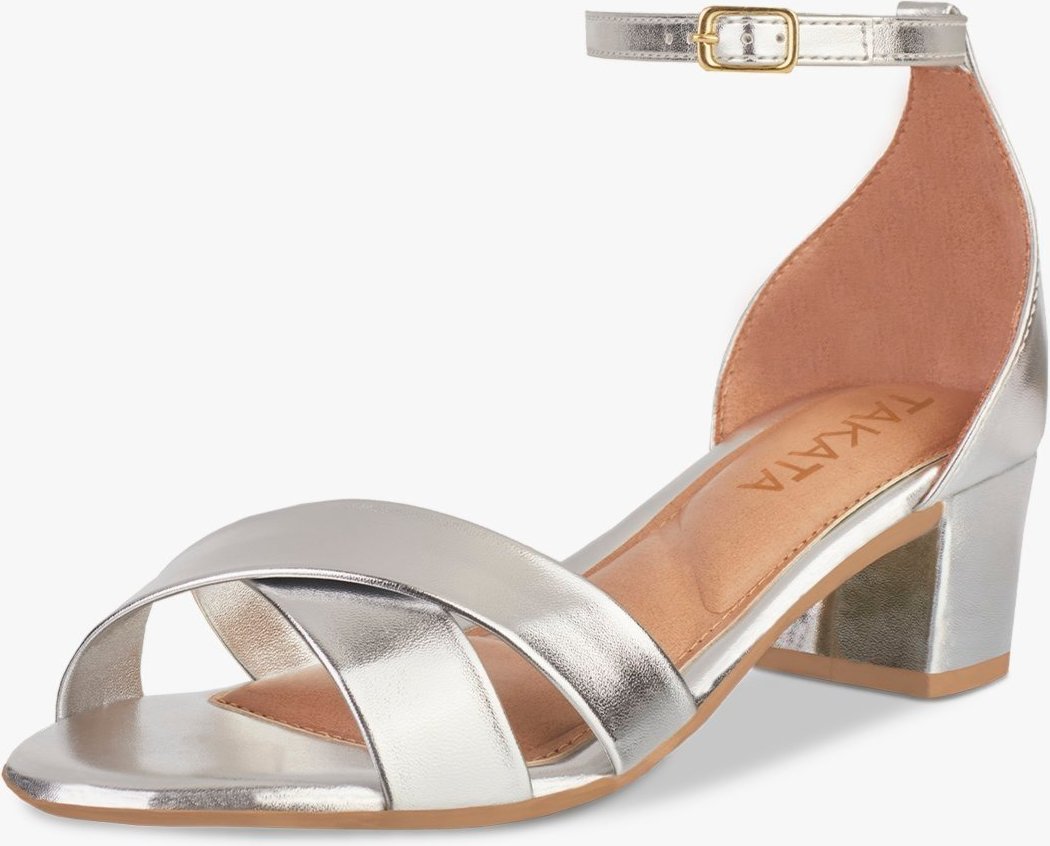 Imagem principal Sandália Feminina Salto Bloco Grosso Quadrado Baixo Tira Cruzada Amarração Metalizada TAKATA BY RAFAEL TAKATA prata TAKATA BY RAFAEL TAKATA prata