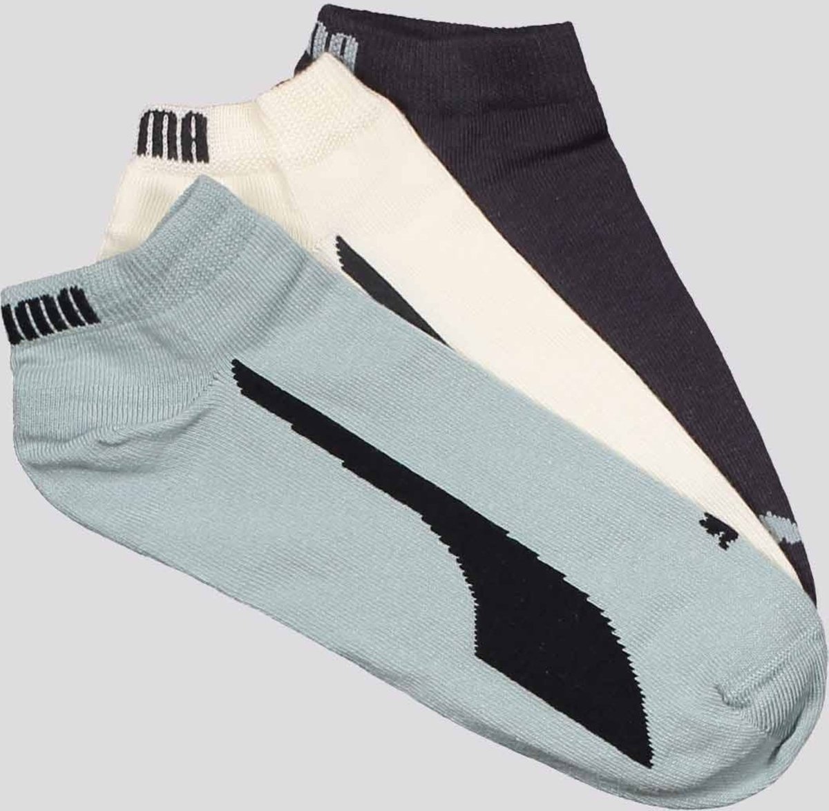 Kit Meia Puma Sapatilha 3 Bege Preta e