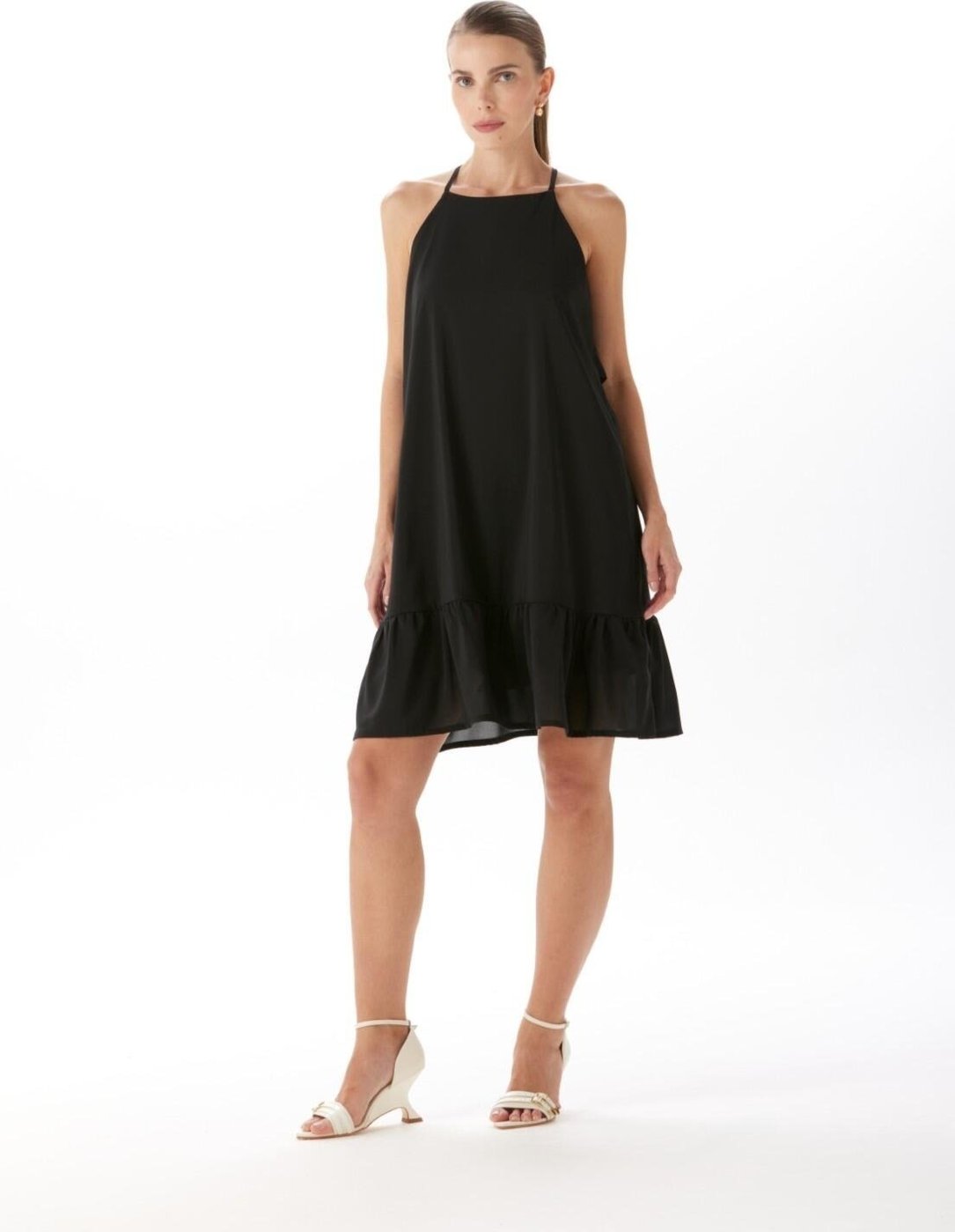 Vestido Curto De Alça Com Babado Traymon Gg