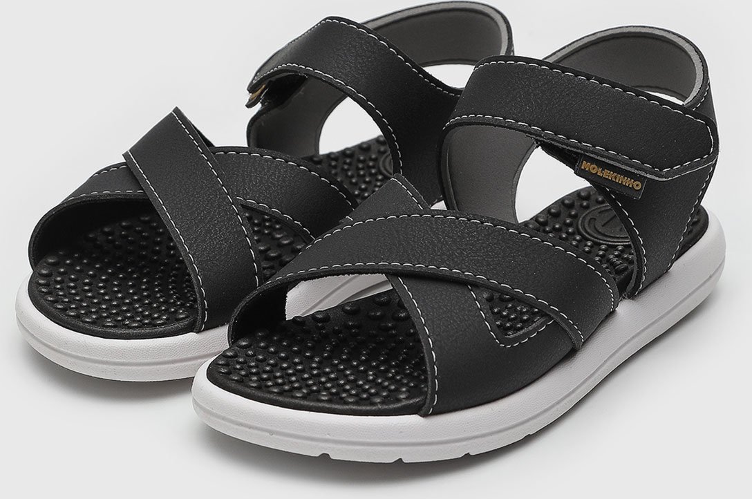 Imagem principal Infantil - Sandália Papete Molekinho Pesponto Preta preto MOLEKINHO preto