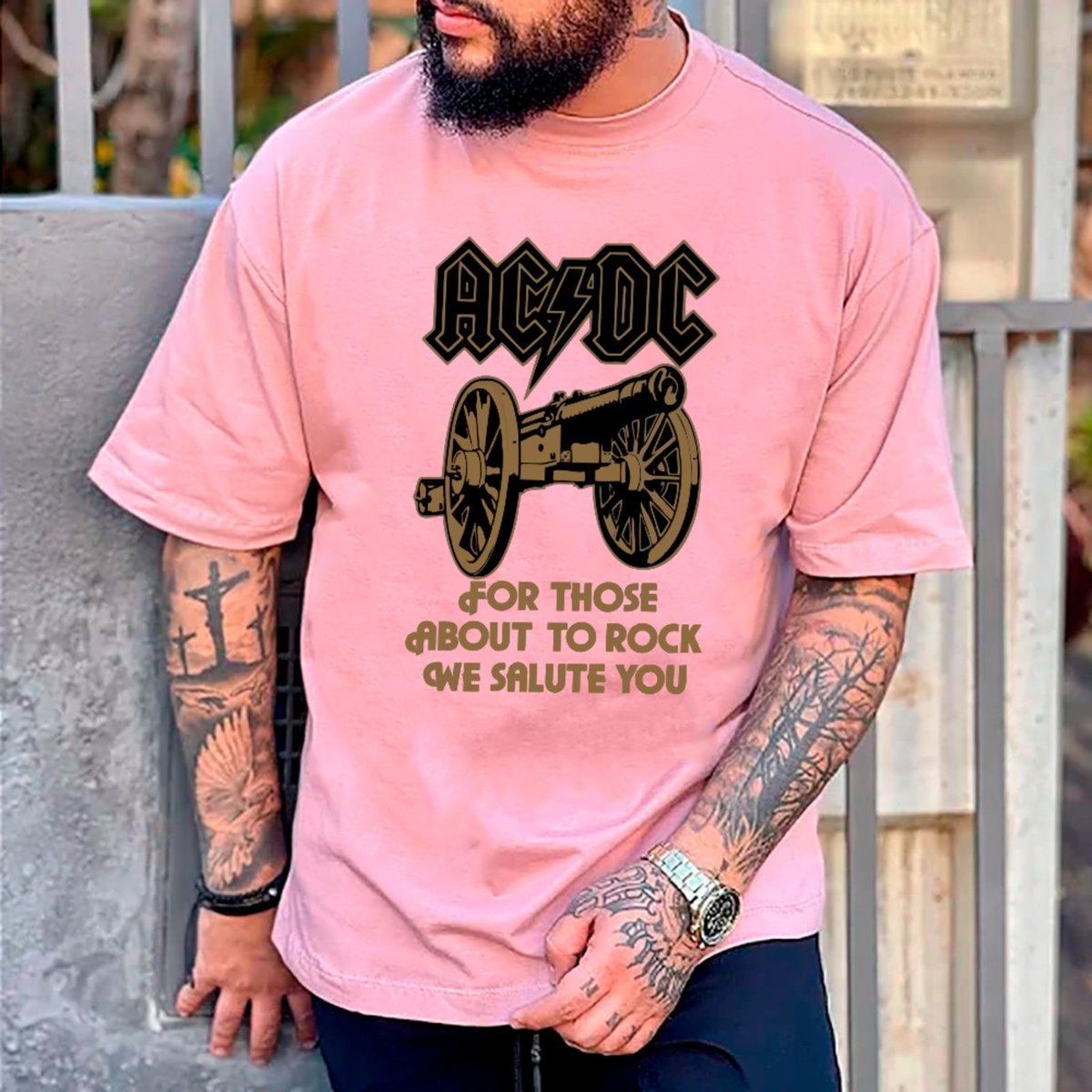 Imagem principal Camiseta Ousy Básica AC DC For Those About To Rock Rock Clássico Unissex rosa ousy rosa